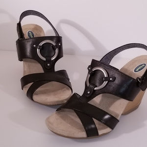 Dr. Scholl's Pondering Black Wedge Sandal Size 8